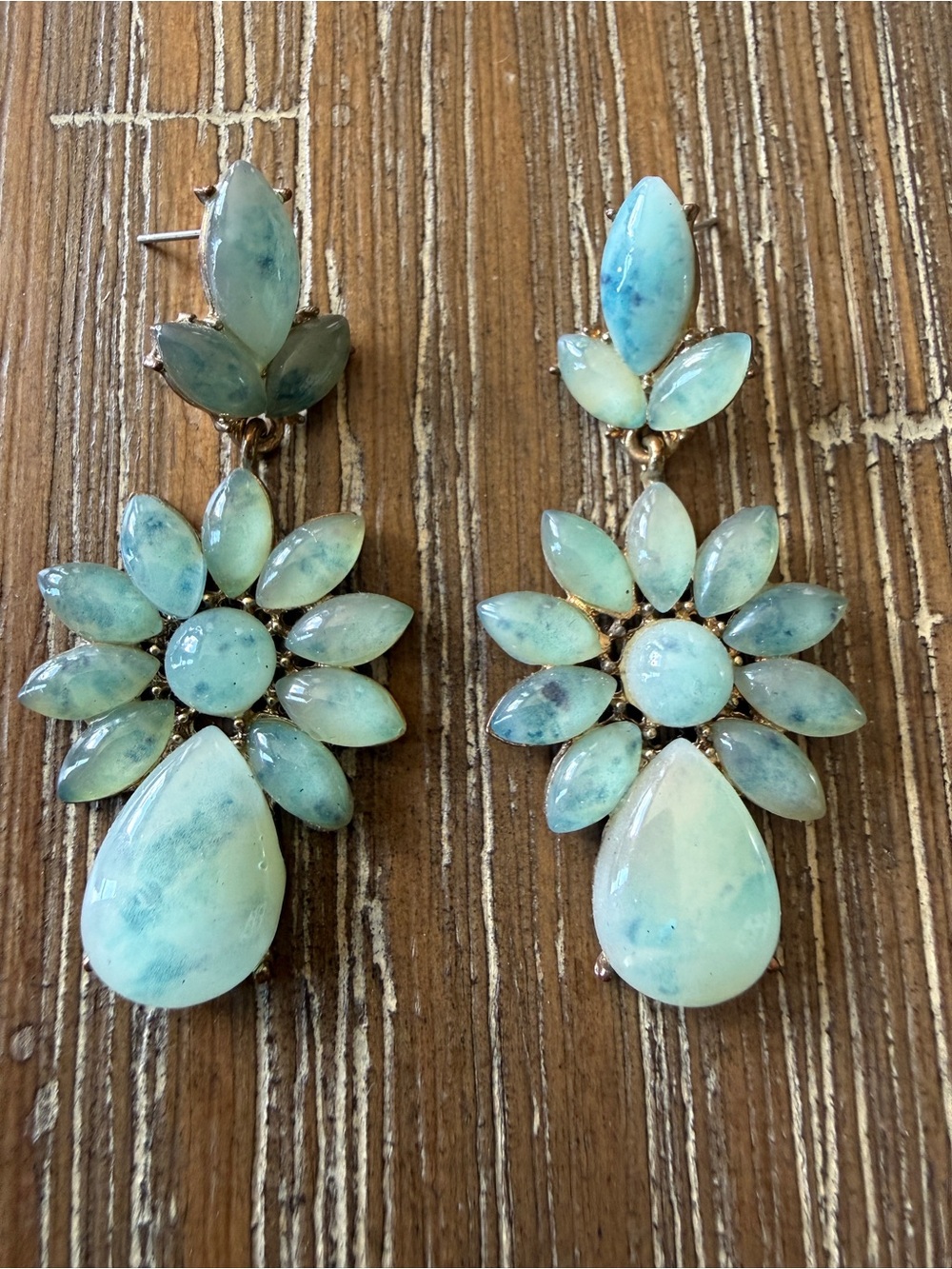 Aqua Flower Drop Earrings - Women Jewelry